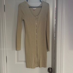 No Boundaries Gold Long Sleeve Dress